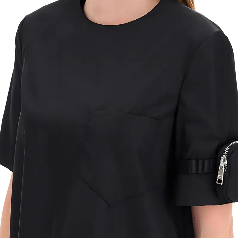 PRADA Short Sleeved Dress Women's Black-4