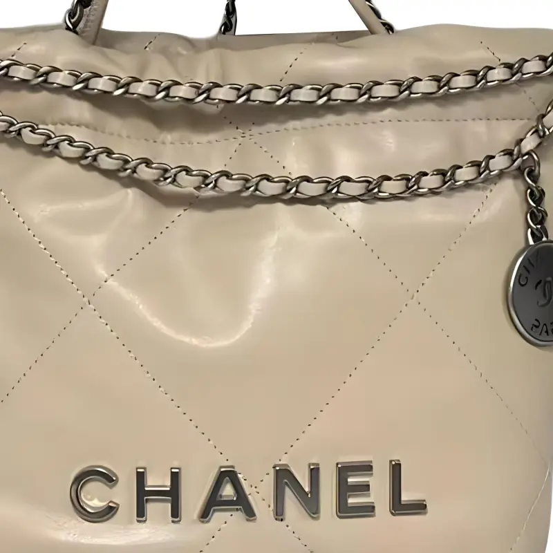 CHANEL Leather Shoulder Bag, Crossbody Bag Women's Beige-1
