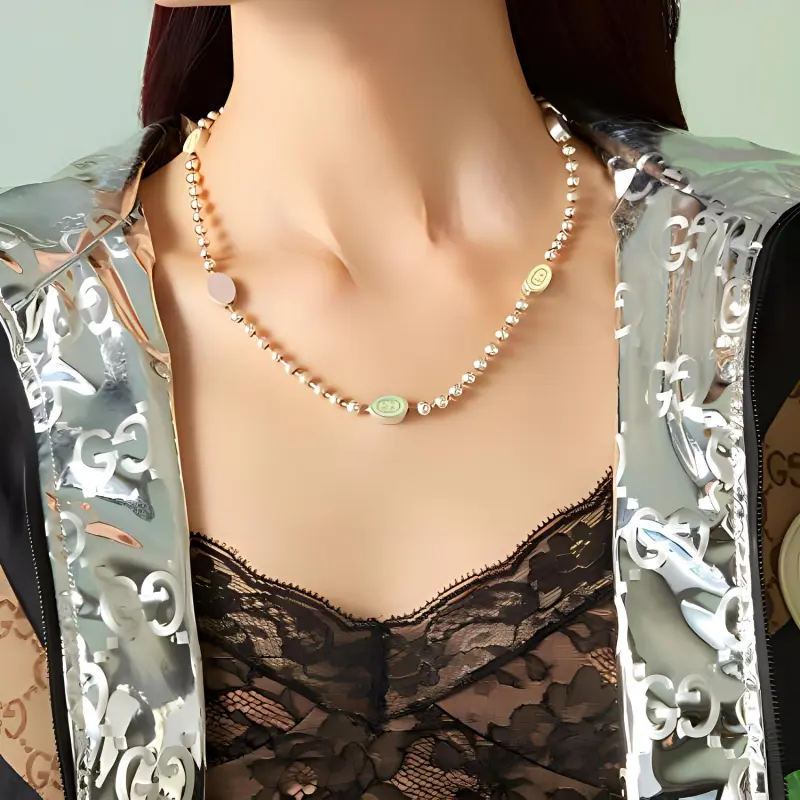 GUCCI Sterling Silver Interlocking G Necklace-2