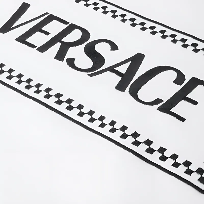 VERSACE Logo Embroidered T Shirt 'White/Black'-3