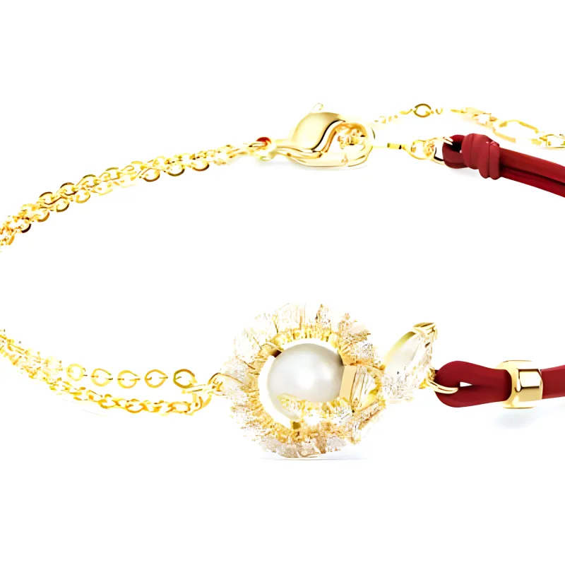 Swarovski Faux Crystal Bracelets Women's Gold/Red-2