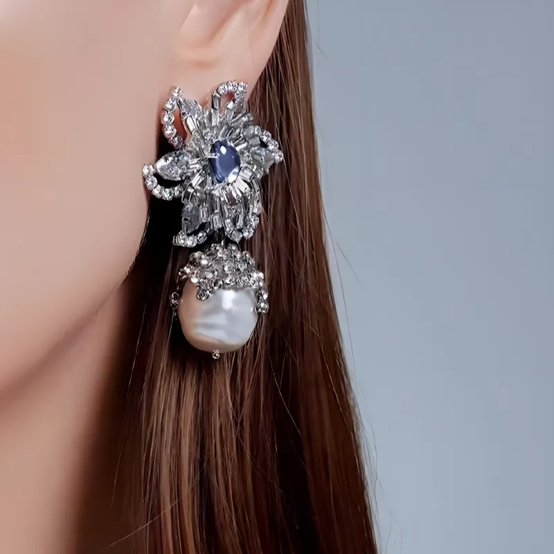 MIDNIGHT OPERA HOUSE Artificial Opal Clip-On Earrings Women's Blue-2