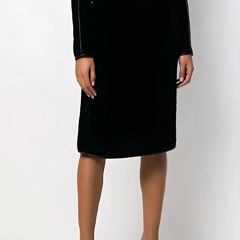 GUCCI Velvet Long Sleeve Dress Black-5