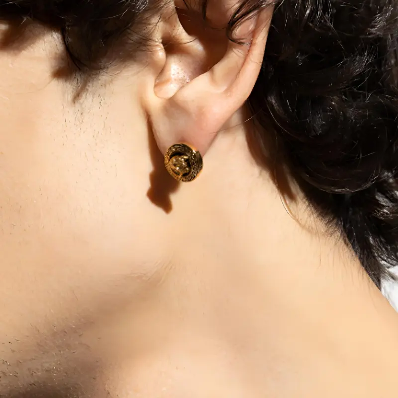 VERSACE Medusa Head Logo Engraved Earrings-3