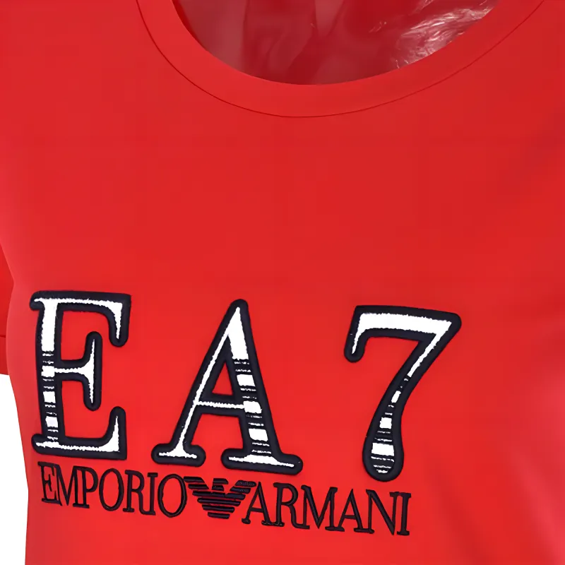 EMPORIO ARMANI EA7 Short Sleeved Dress Women's Red-4
