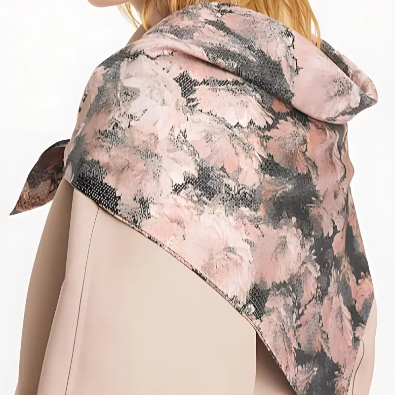 TORY BURCH Pixel Flower print Silk Scarf-2