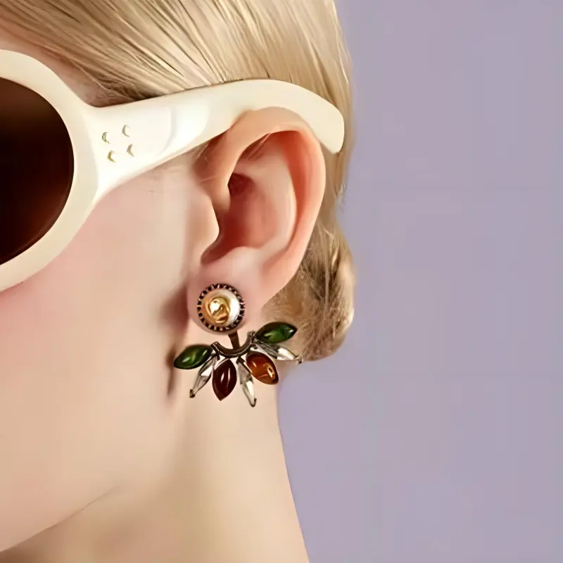 GUCCI Enamel Stud Earrings Women's Multicolor-2