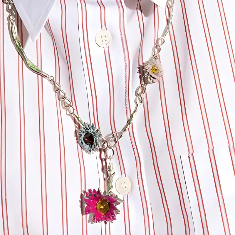 MARNI Flower Embellished Chained Necklace-2