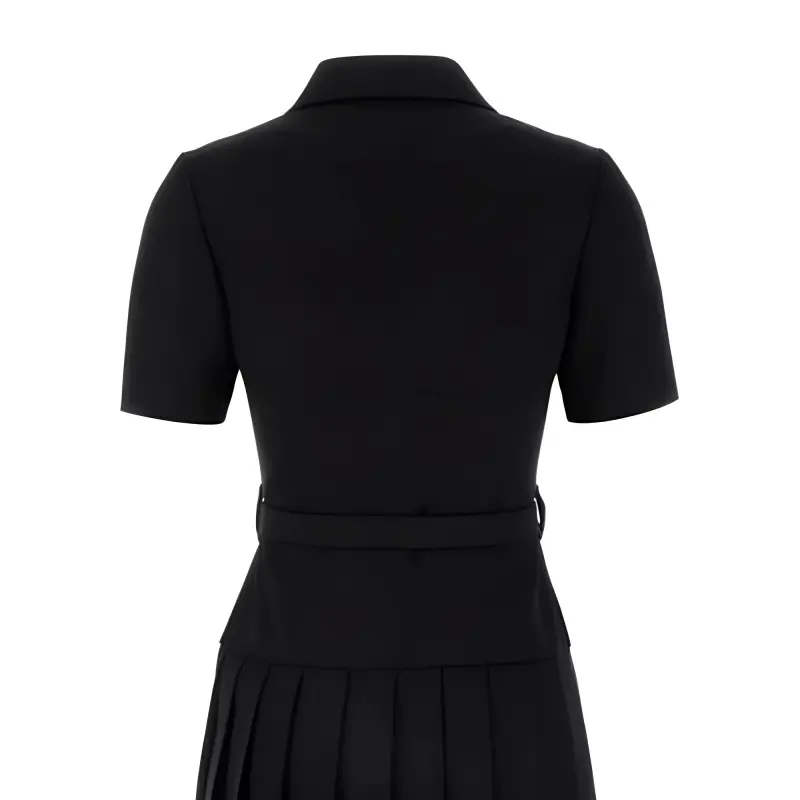 MIU MIU Short Sleeved Belted Pleated Dress-6