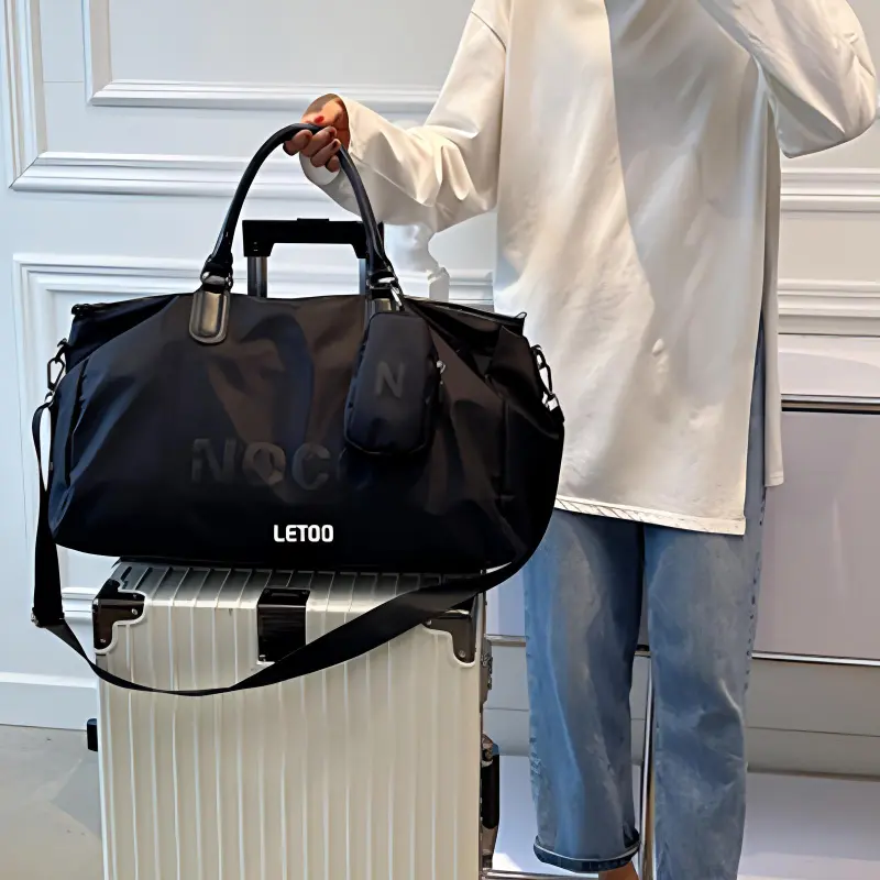 LETOO Polyester Women's Travel Bag Gym Bag Medium Size Unisex Gray/Black-5