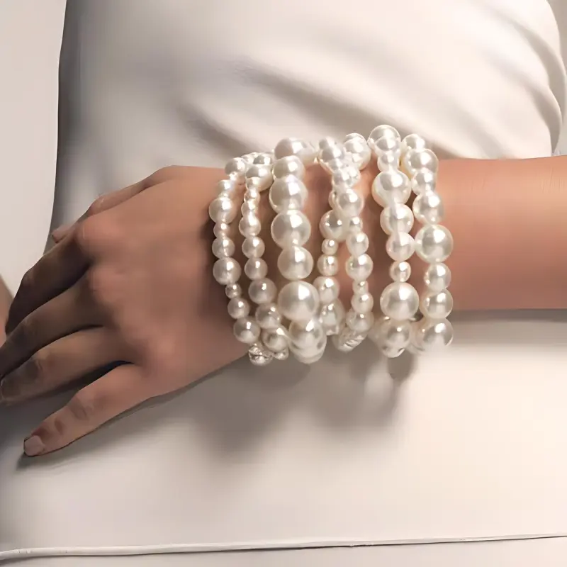 ZARA Acrylic Bracelets Women's White-3