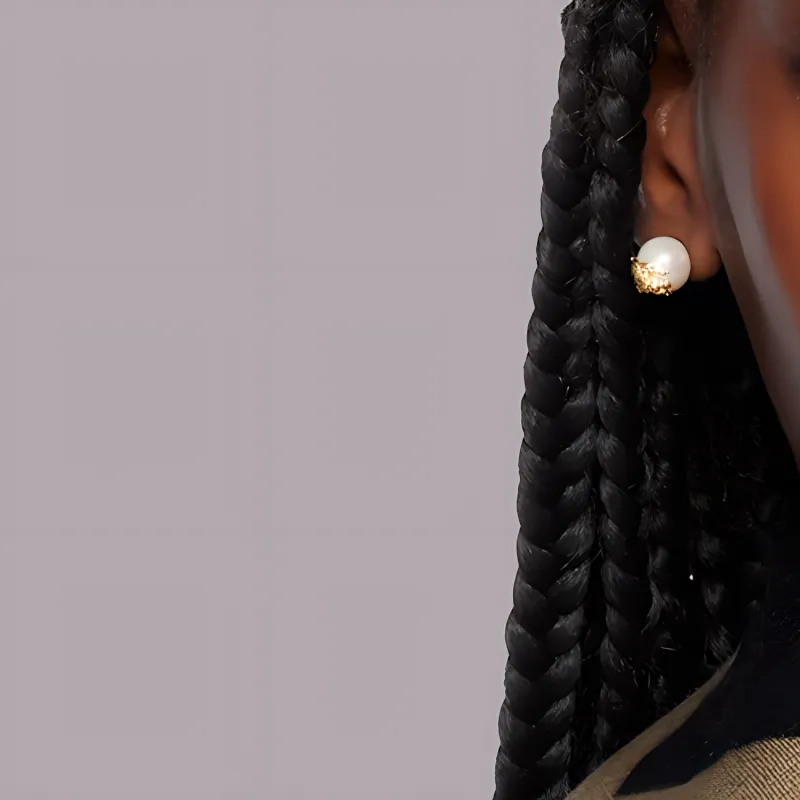 Burberry Pearl Brass Stud Earrings Women's Gold-2