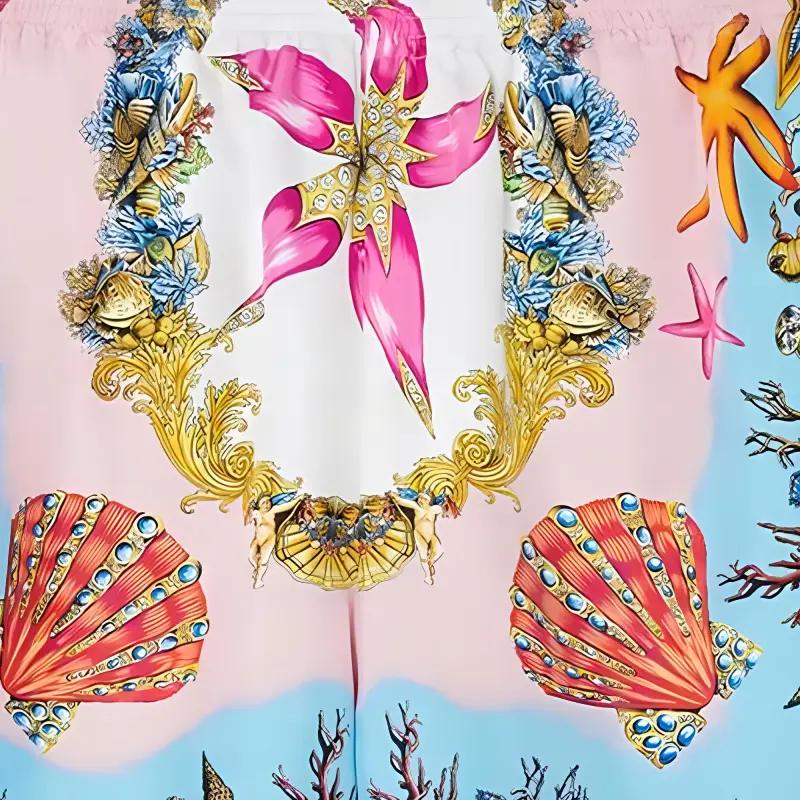 VERSACE Trésor De La Mer Print Silk Shorts-2