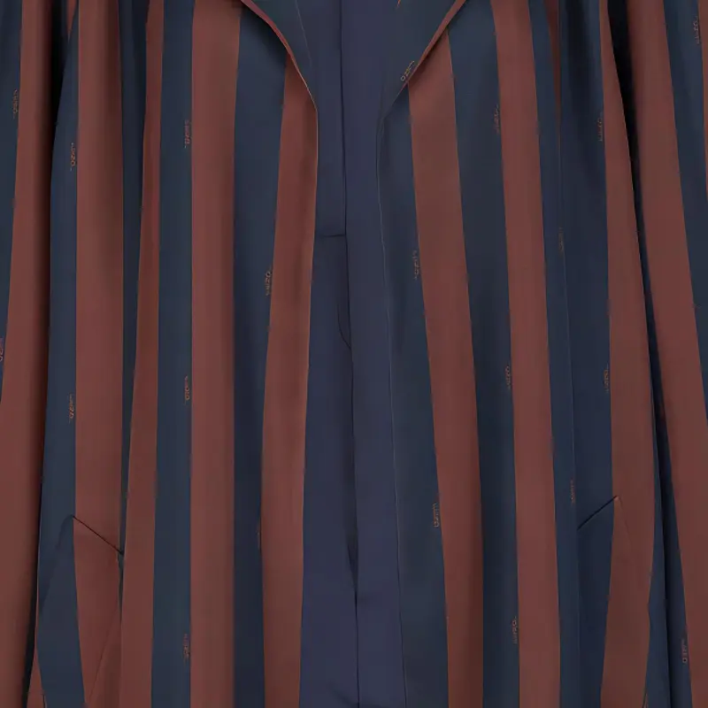FENDI Long Sleeved Striped Trench Overcoat-4