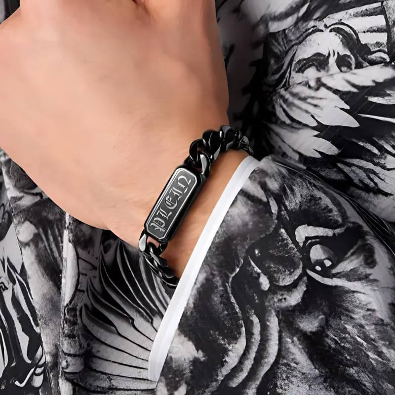 PHILIPP PLEIN Gothic Tag Necklace-2