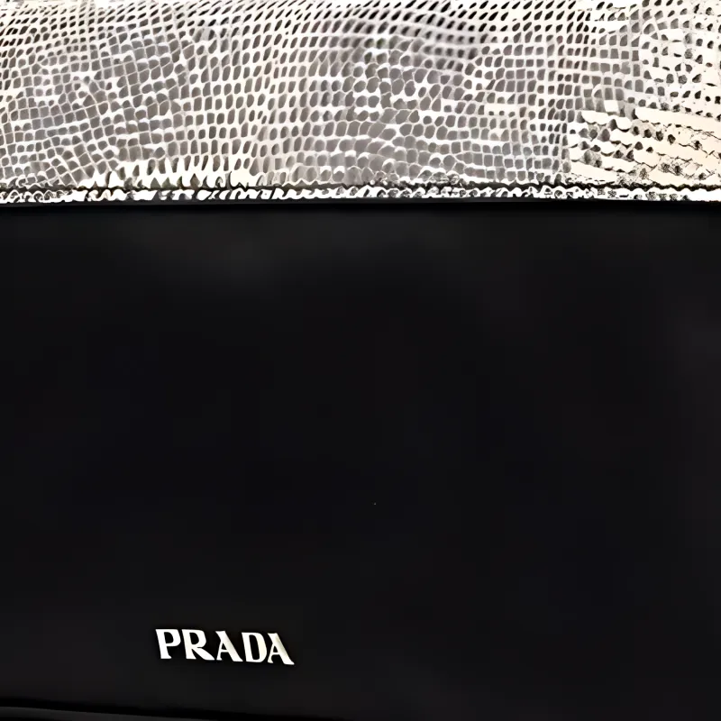 PRADA Leather Shoulder Bag Women's White & Black-3