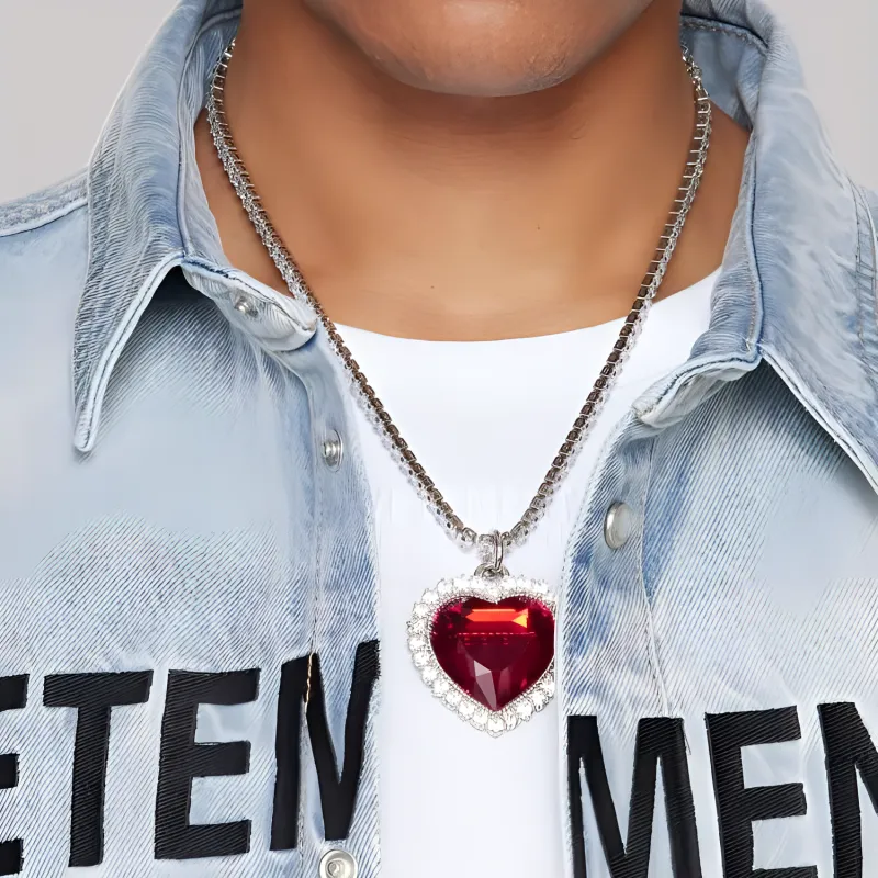 Vetements Crystal embellished Heart pendant Necklace-2