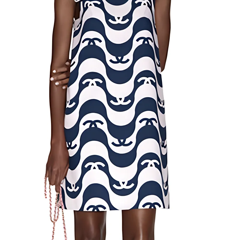 CHANEL Sleeveless Dress Women's Navy-2