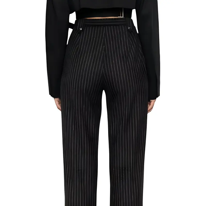 VERSACE JEANS COUTURE Pinstriped Logo engraved Straight Trousers-5