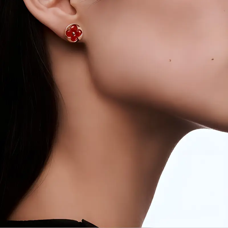 LOUIS VUITTON Color Blossom Bb Sun Ear Stud Pink Gold And Cornelian Per Unit-2