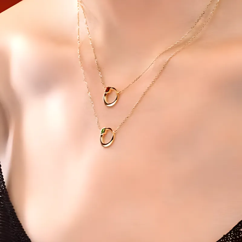 YIN 18K Gold, Tsavorite Gemstone Necklaces Unisex Gold-2