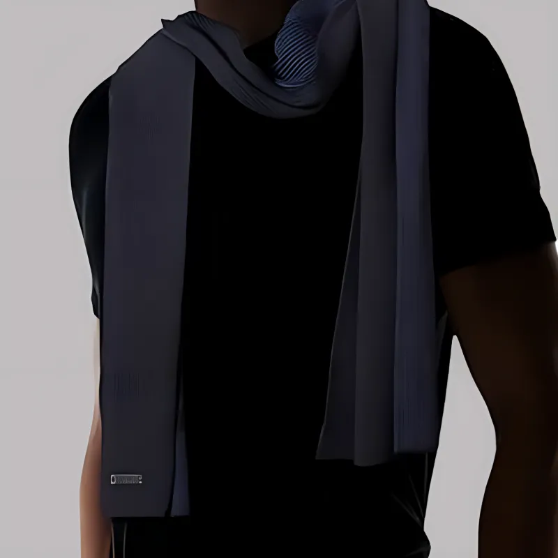 HUGO BOSS Cotton Polyamide Wool Knit Scarves Women's Marine Blue-2