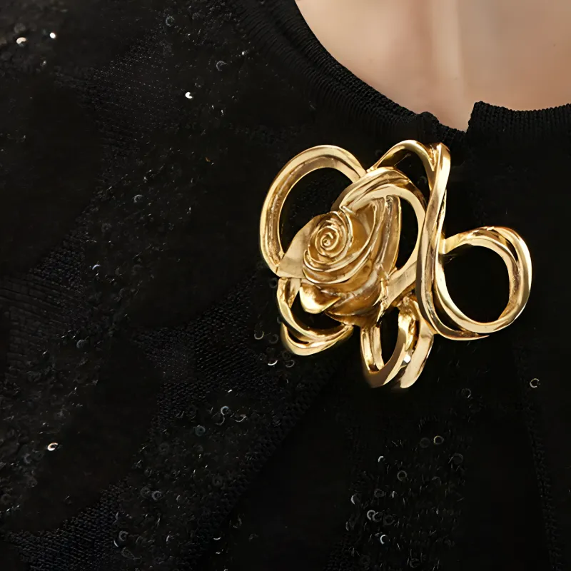 Oscar De La Renta Geometric Rose Brooch-1