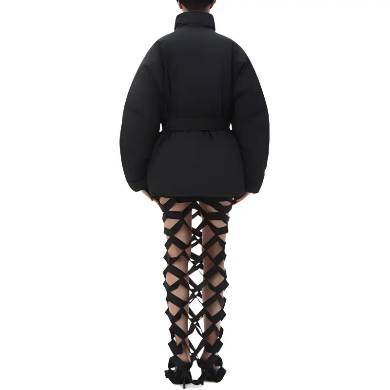 Alexander Wang Dome Silicone Patch And Self Belt Puffer Coat Black-2