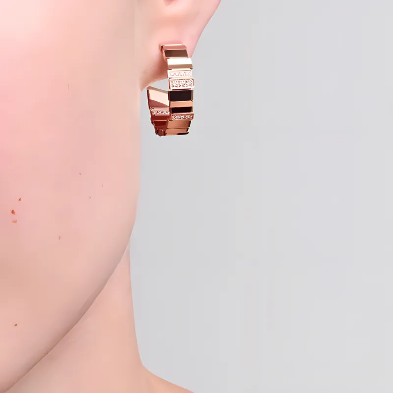 DIOR 18K Gold Earrings Unisex Rose-2