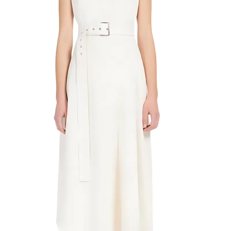 WEEKEND MaxMara Durata Collection Sleeveless Cotton Bull Denim Dress Sleeveless Dress Women's White-5