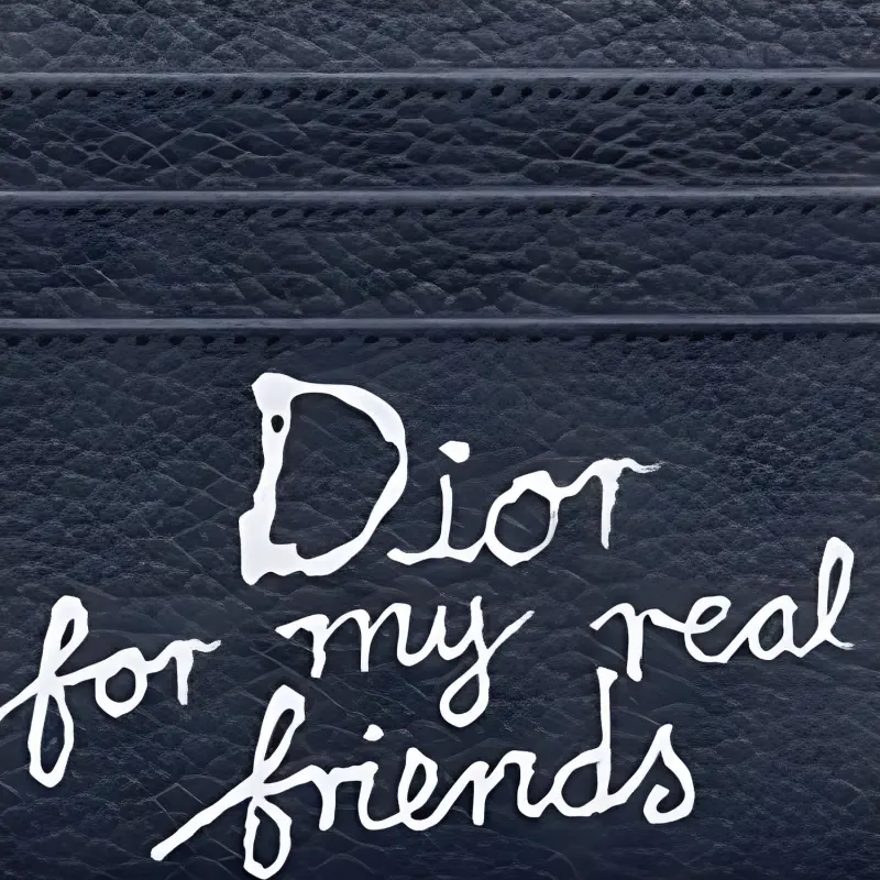 DIOR Cow Leather Card Holder Unisex Marine Blue-1