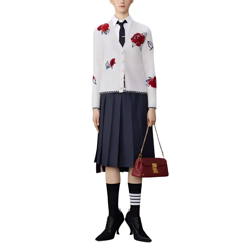 THOM BROWNE Rose Intarsia knit Cardigan-1