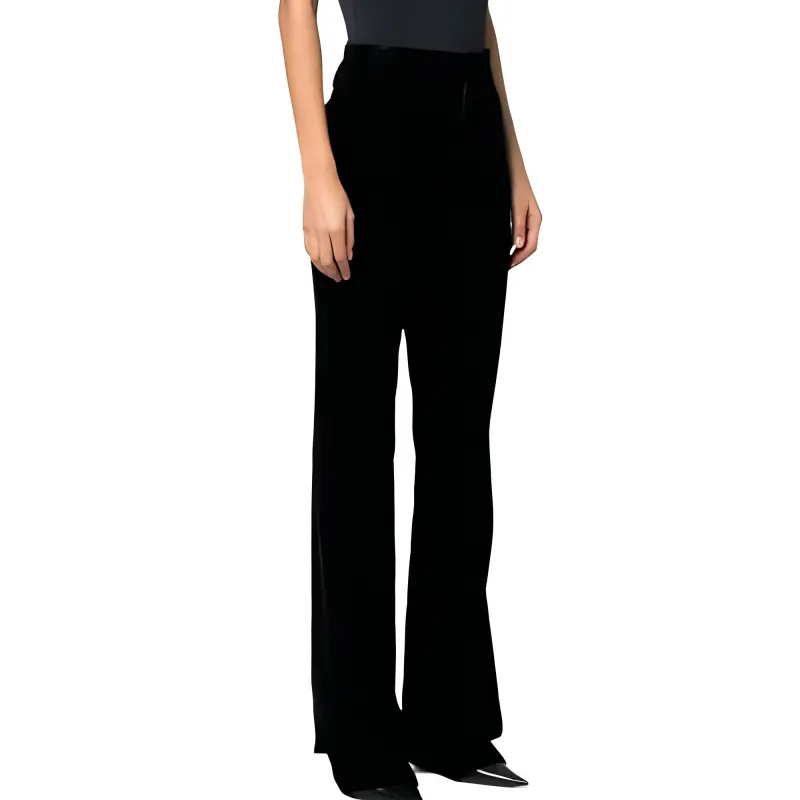 SAINT LAURENT High Waist Velvet Trousers-3