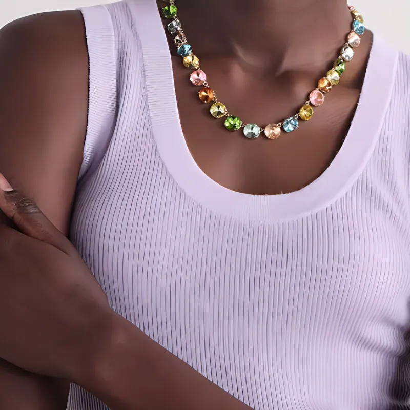 Roxanne Assoulin Crystal Brass Glass Cubic Zirconia Necklaces Women's Multicolor-2