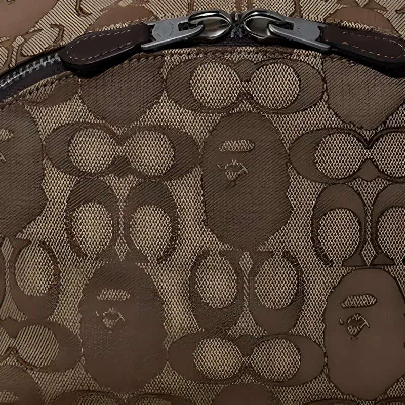 A BATHING APE COACH Collaboration Bape Cotton Backpack Men's Khaki-3