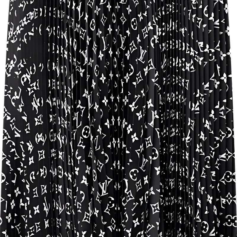 LOUIS VUITTON Stripe Accent Monogram Pleated Skirt-5