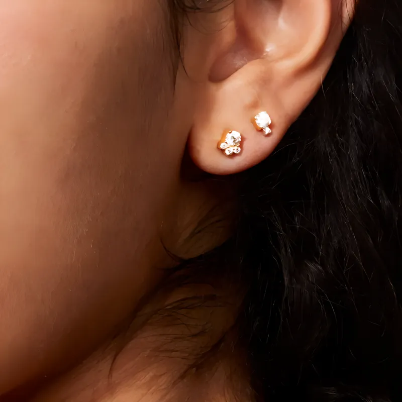 Sophie Bille Brahe 18kt Yellow Gold River Diamond Stud Earrings-2