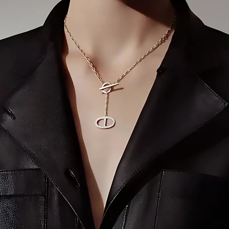 HERMES White Gold, Diamond Necklaces Unisex Silver-2