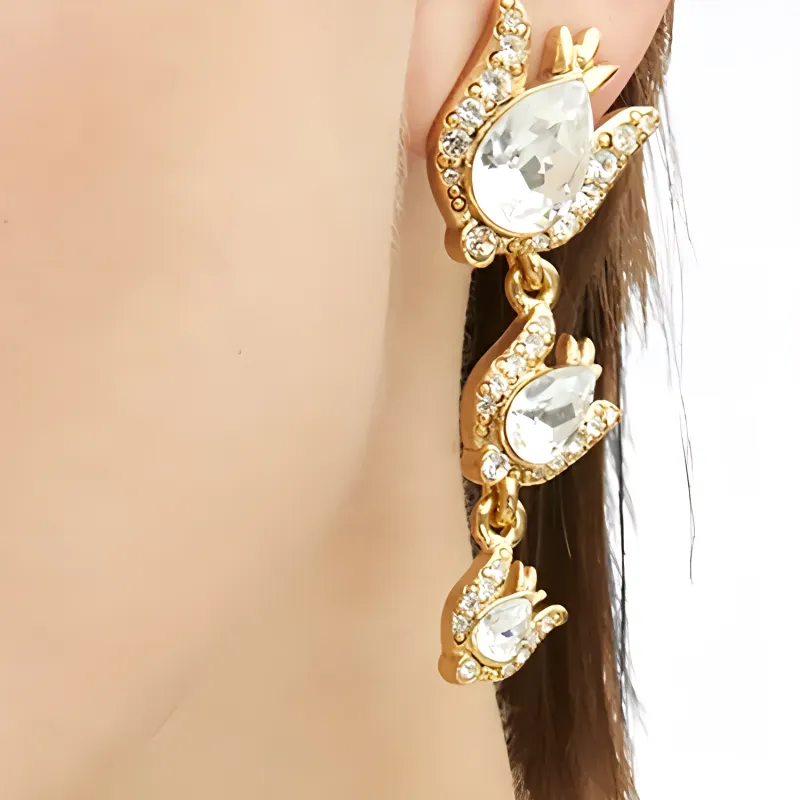 Oscar De La Renta Crystal Rose Drop Earrings-2