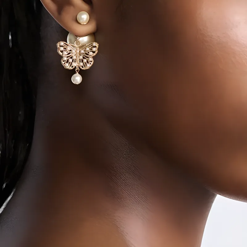 DIOR Metal Earrings Women's Matte Gold-2