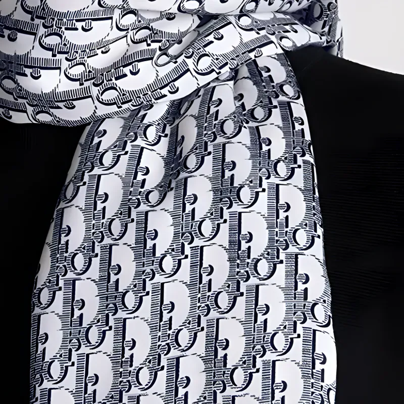 DIOR Wool Silk Silk Shawls Unisex Black-2