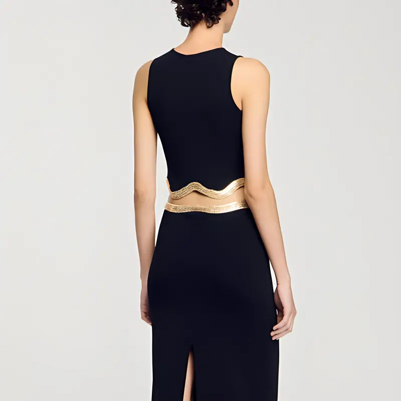 Sandro Sequin embellished Cropped Top-2
