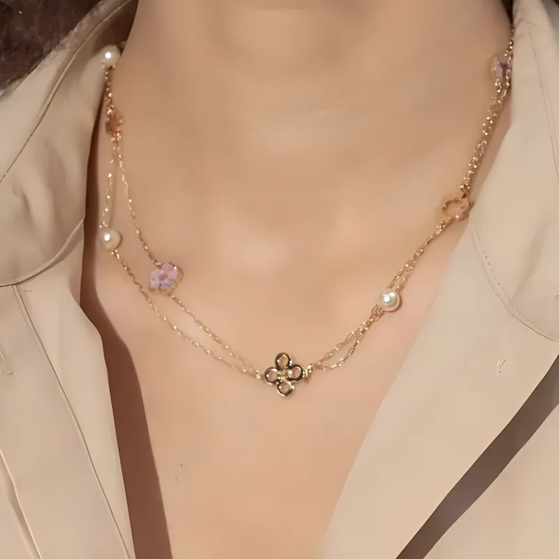 TORY BURCH Kira Clover Layered Necklace-2