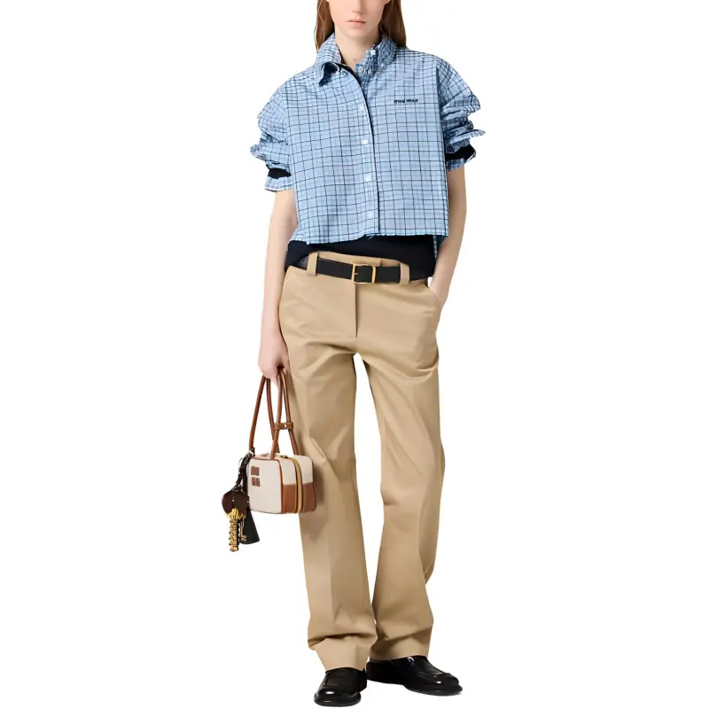 MIU MIU Checked Poplin Shirt-1