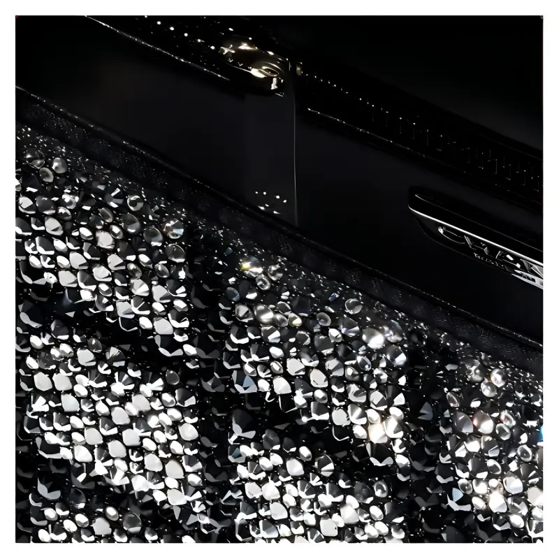 CHANEL Rhinestone Shoulder Bag, Crossbody Bag Regular Women's Black & Silver-3