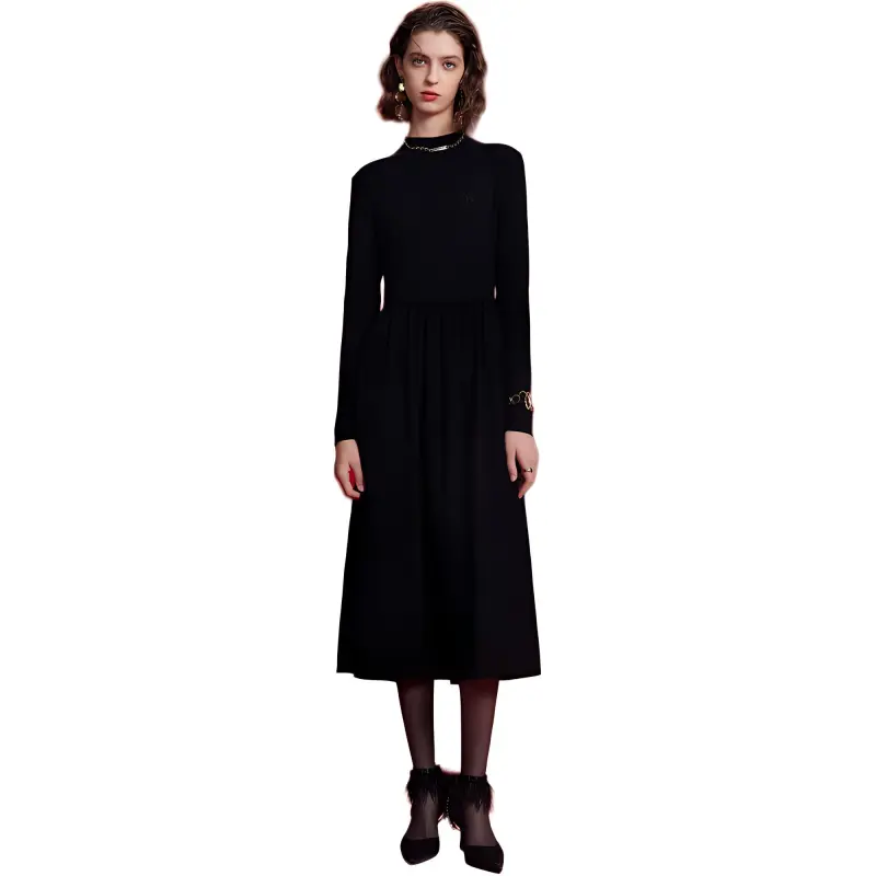 3COLOUR Long Sleeved Dress Women's Classic Black-1