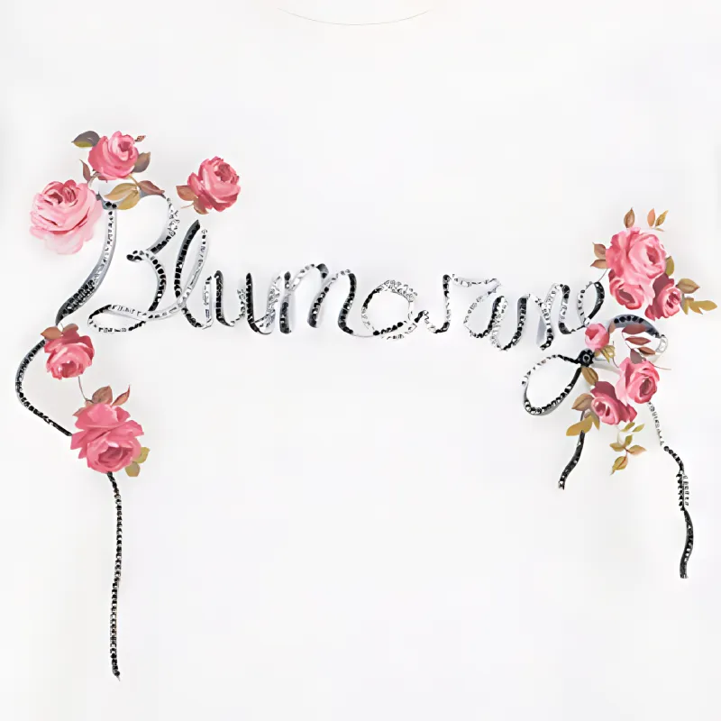 Blumarine Rhinestone logo T shirt-5