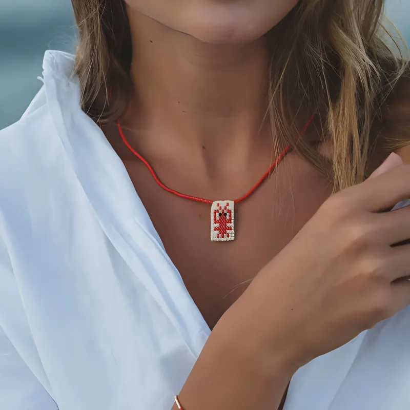 ANNI LU 18K Gold Gold-Plated Glass Brass Necklaces Unisex Red-2