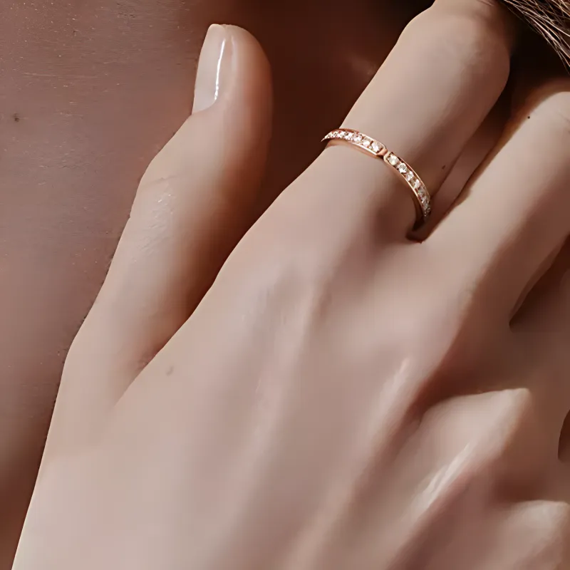 HERMES Diamond 18K Rose Gold Rings Unisex Pink Gold-2