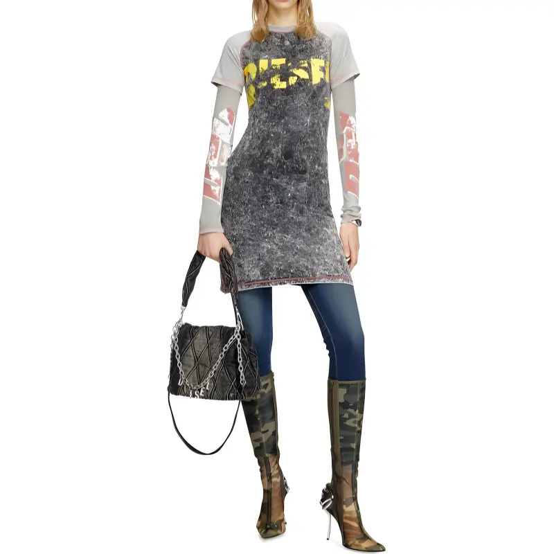 DIESEL D Buxt Q1 Layered Mini Dress-2